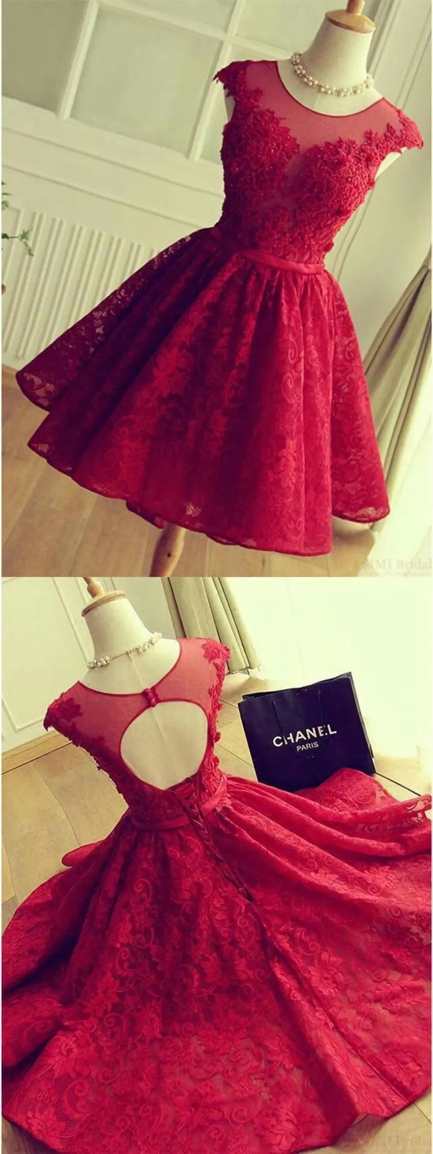 Short homecoming Dress Lace Dress Red Sexy Party Dress