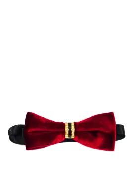 Solid Red Velvet Bow Tie