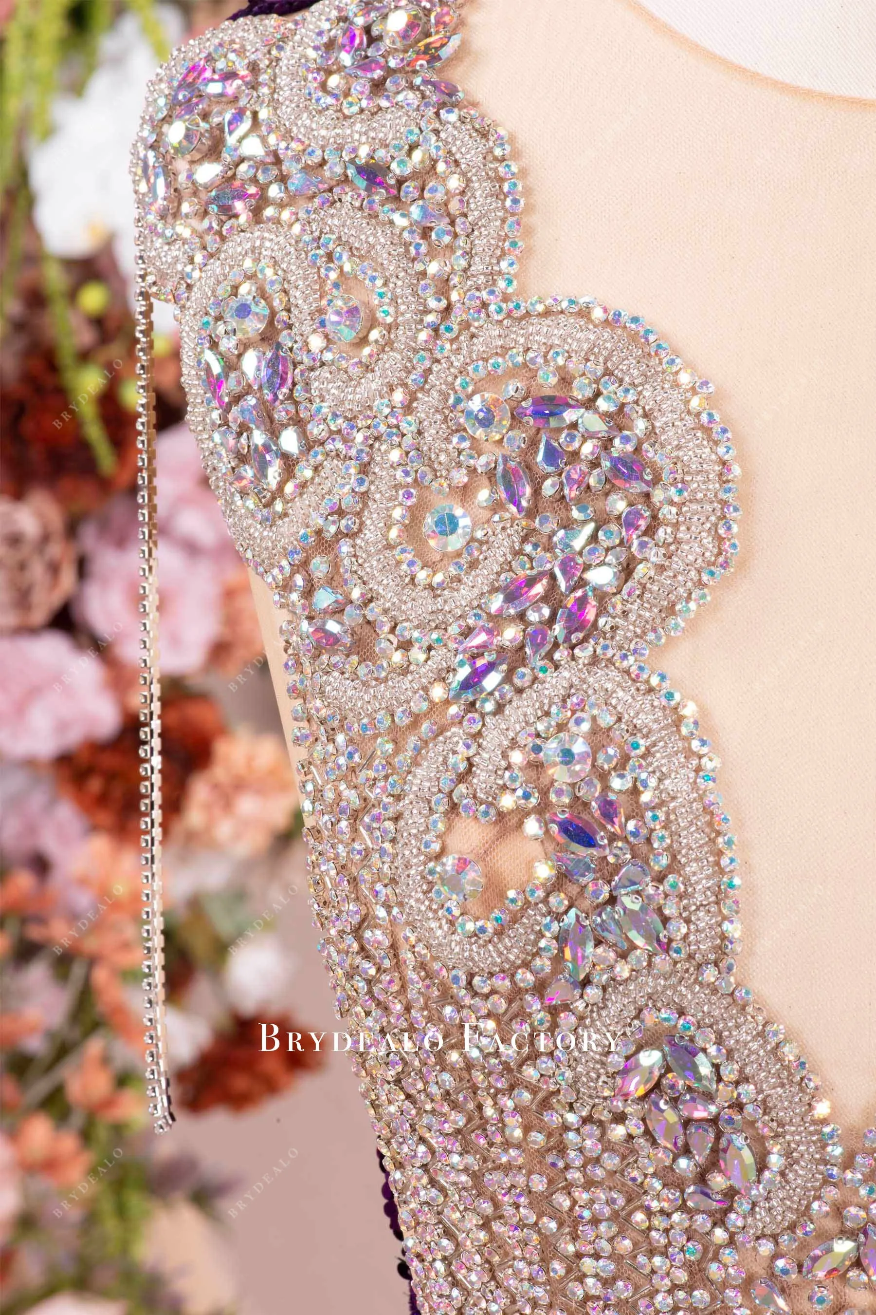 Sparkly Galaxy Rhinestone Grape Purple Sequin Prom Dress