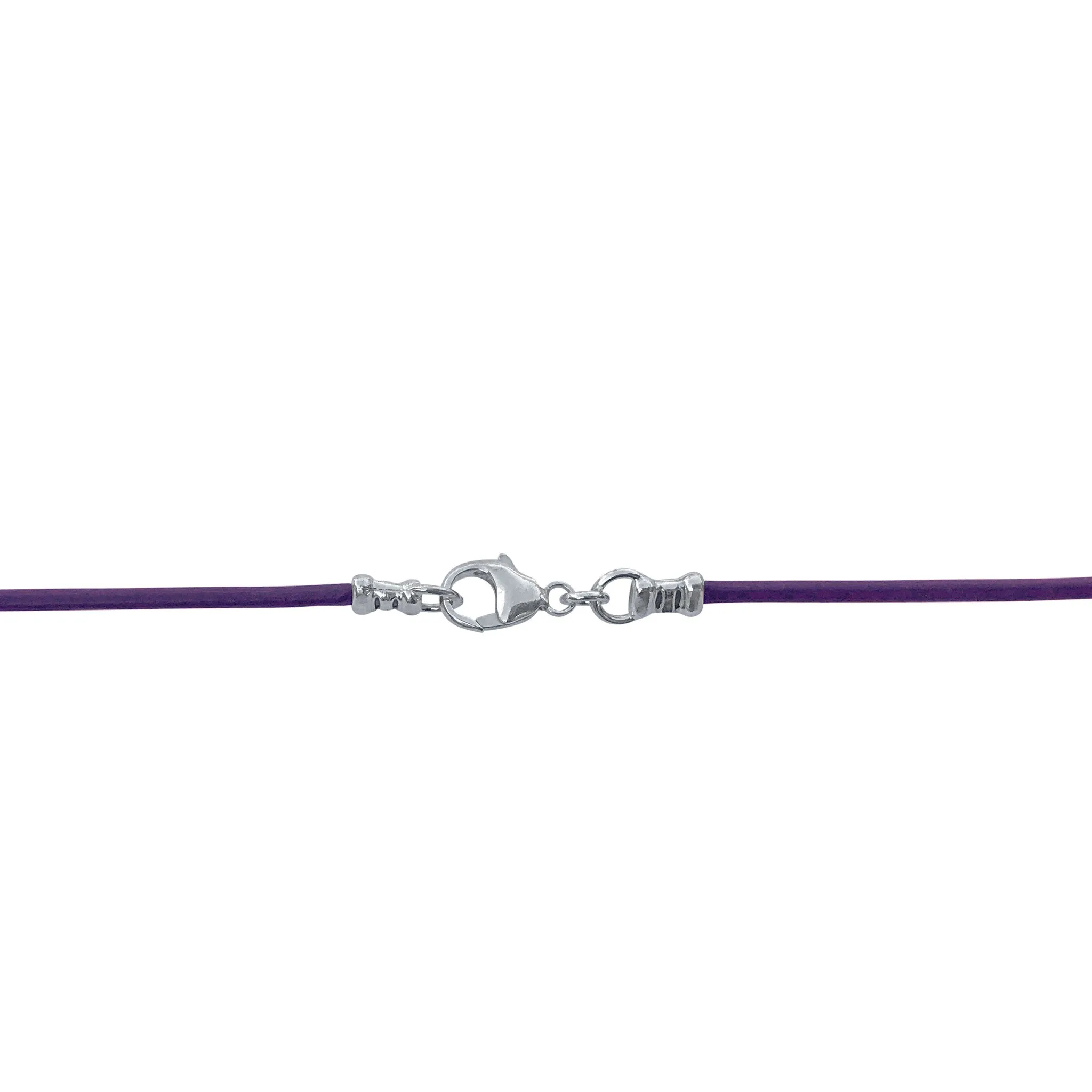 Sterling Silver 1.8mm Fine Purple Leather Cord Necklace