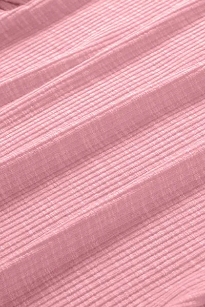 TEEK - Blush Pink Ruffled Neck Cap Sleeve Blouse