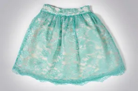 Turquoise Cyra Lace Skirt